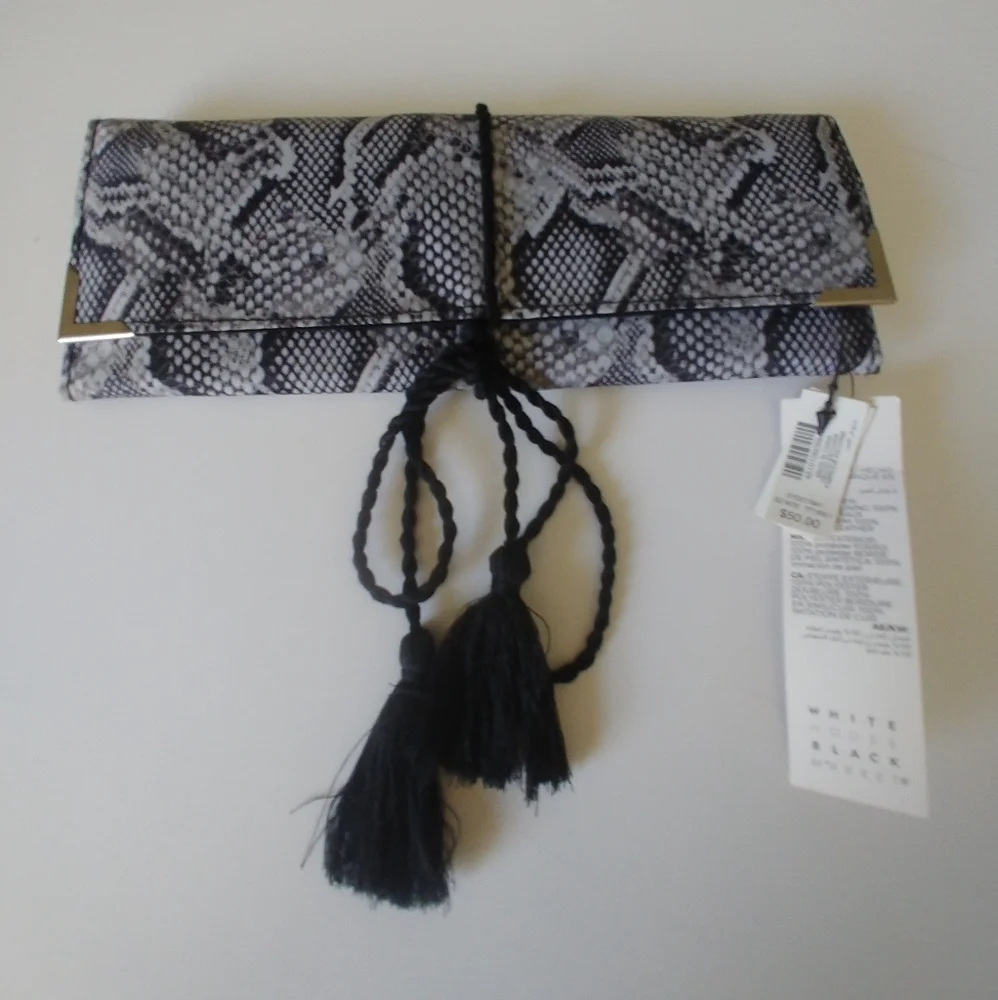 WHBM Monochrome Snake Pattern Jewlery Clutch